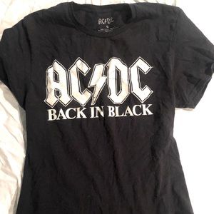 Black AC/DC T-shirt Ripped Back Small